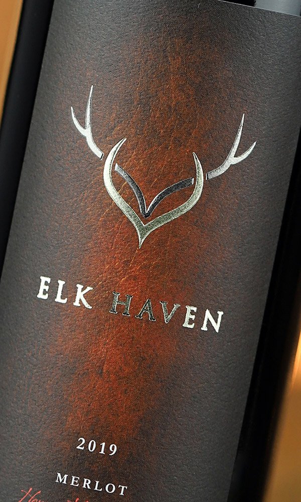 Closeup photo of the Elk Haven label for red wines